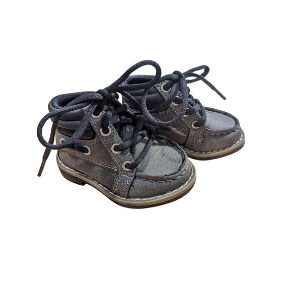 The Childrens Place Toddler Boys Size 4 Gray Winter Boots Lace Up Shoes - Picture 2 of 8